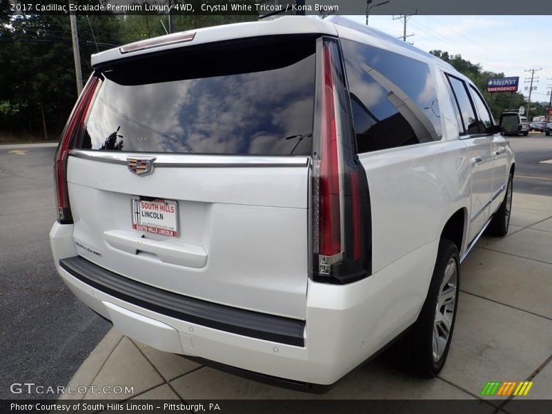 Crystal White Tricoat / Kona Brown 2017 Cadillac Escalade Premium Luxury 4WD