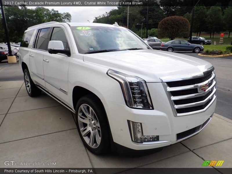 Crystal White Tricoat / Kona Brown 2017 Cadillac Escalade Premium Luxury 4WD