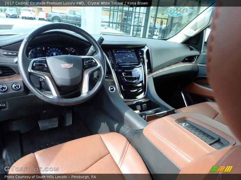 Crystal White Tricoat / Kona Brown 2017 Cadillac Escalade Premium Luxury 4WD