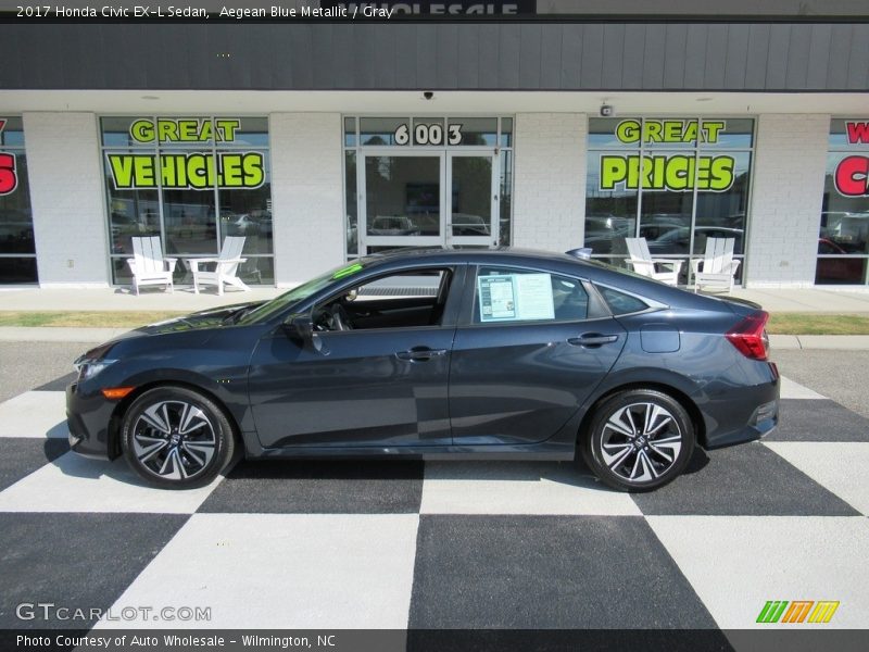 Aegean Blue Metallic / Gray 2017 Honda Civic EX-L Sedan