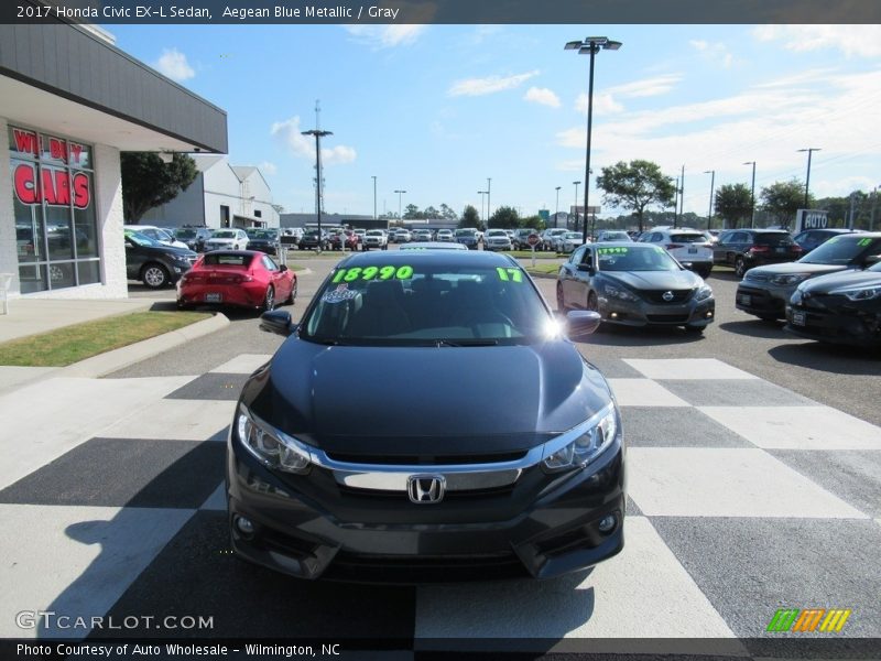 Aegean Blue Metallic / Gray 2017 Honda Civic EX-L Sedan