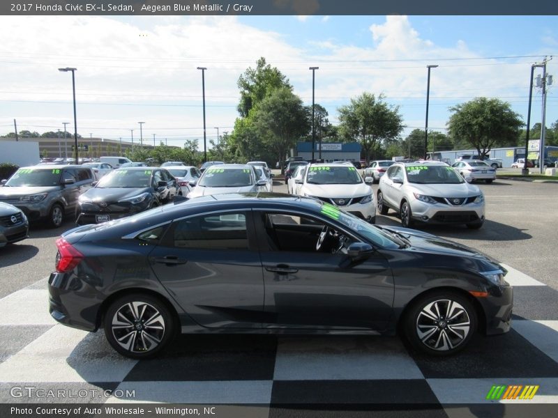 Aegean Blue Metallic / Gray 2017 Honda Civic EX-L Sedan