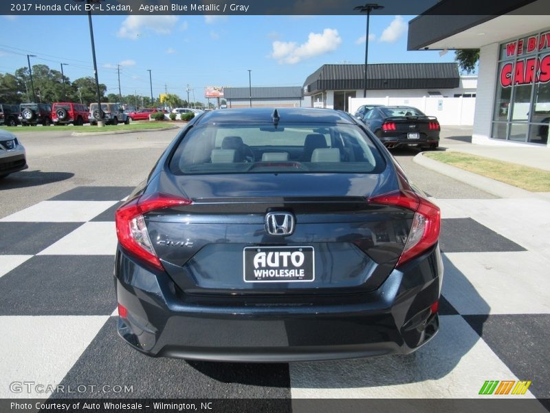 Aegean Blue Metallic / Gray 2017 Honda Civic EX-L Sedan
