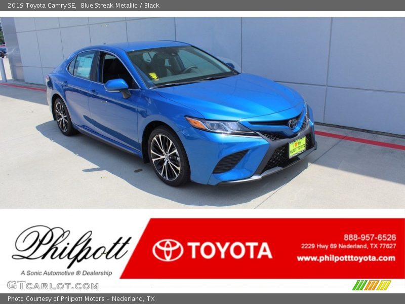 Blue Streak Metallic / Black 2019 Toyota Camry SE