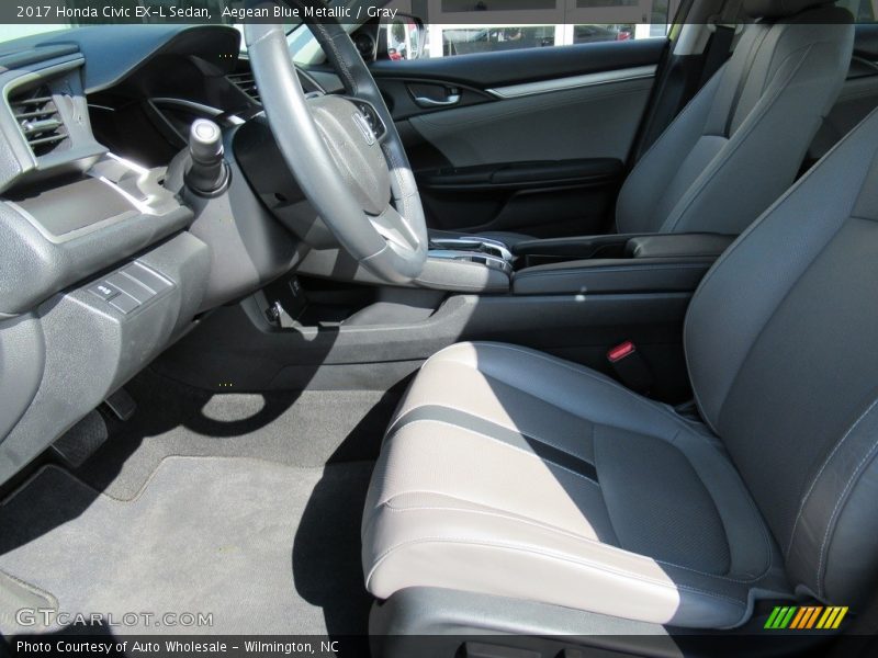 Aegean Blue Metallic / Gray 2017 Honda Civic EX-L Sedan