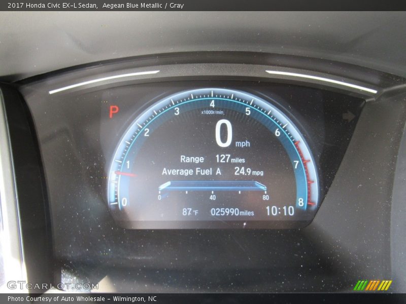 Aegean Blue Metallic / Gray 2017 Honda Civic EX-L Sedan