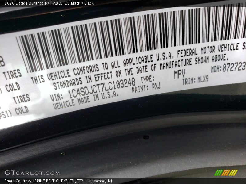 DB Black / Black 2020 Dodge Durango R/T AWD