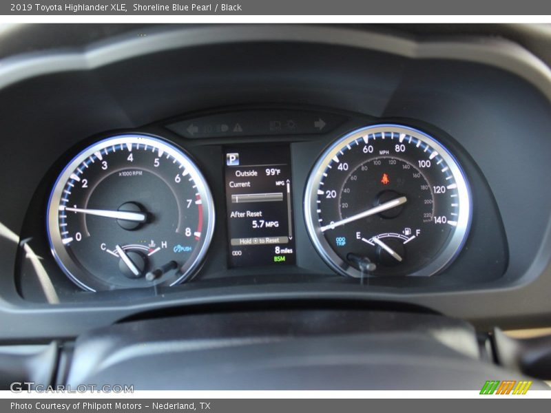 Shoreline Blue Pearl / Black 2019 Toyota Highlander XLE