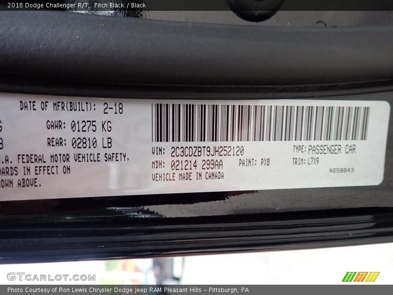 Pitch Black / Black 2018 Dodge Challenger R/T