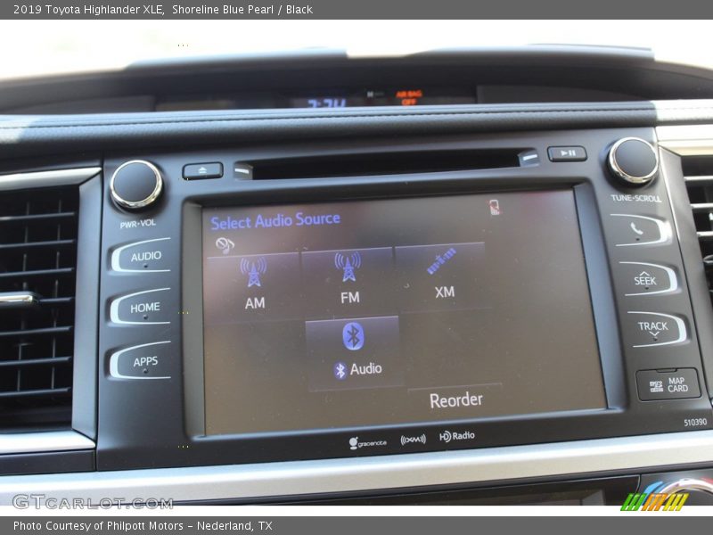 Shoreline Blue Pearl / Black 2019 Toyota Highlander XLE