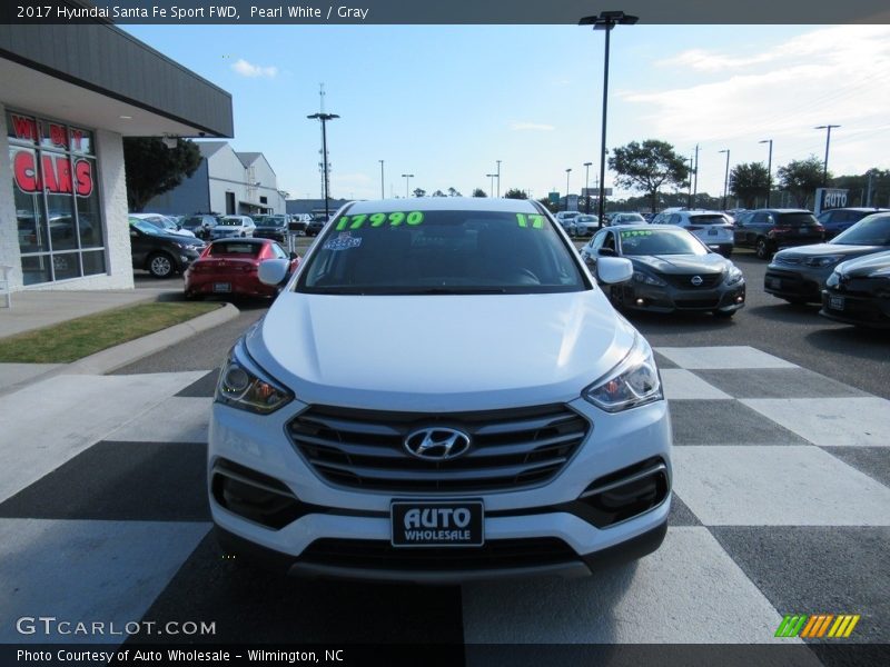 Pearl White / Gray 2017 Hyundai Santa Fe Sport FWD