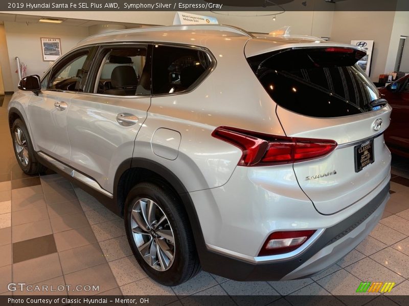 Symphony Silver / Espresso/Gray 2019 Hyundai Santa Fe SEL Plus AWD