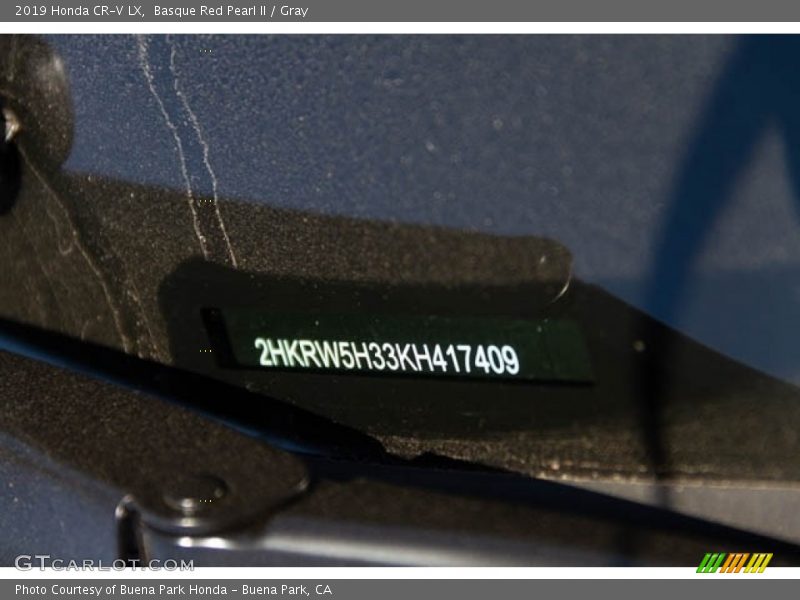 Basque Red Pearl II / Gray 2019 Honda CR-V LX