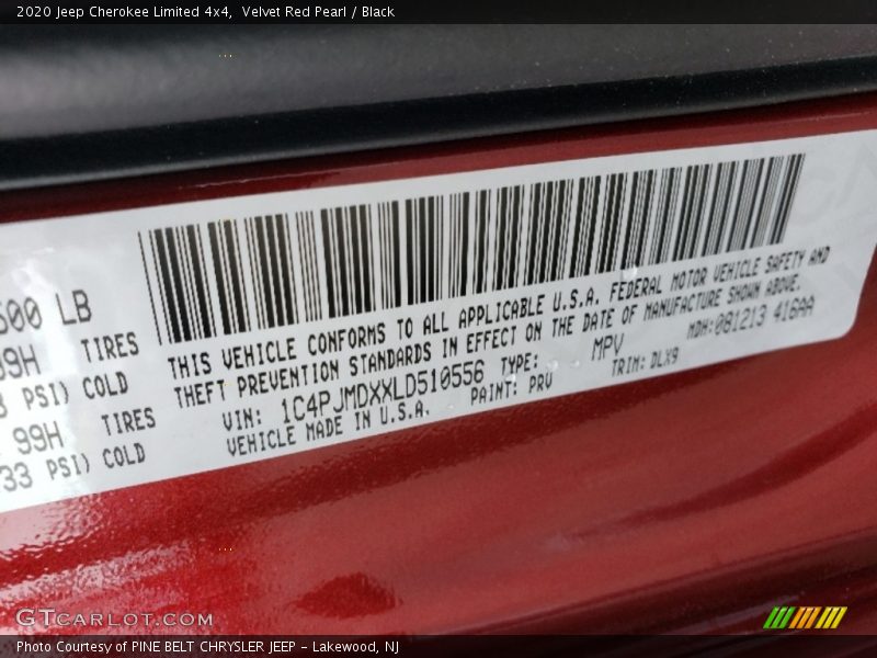 Velvet Red Pearl / Black 2020 Jeep Cherokee Limited 4x4