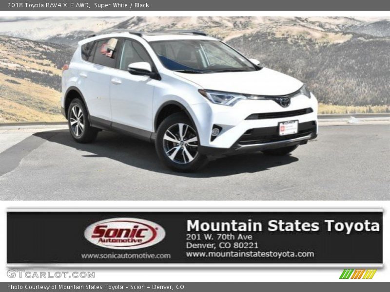 Super White / Black 2018 Toyota RAV4 XLE AWD