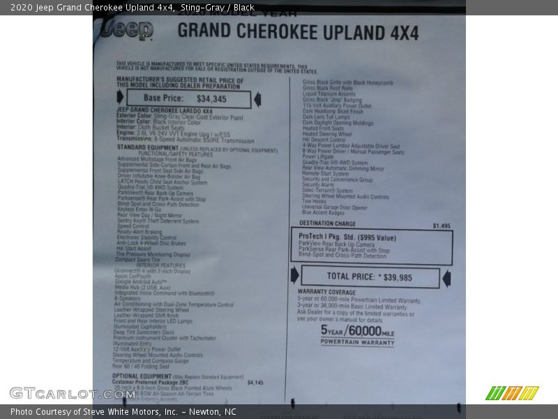 Sting-Gray / Black 2020 Jeep Grand Cherokee Upland 4x4