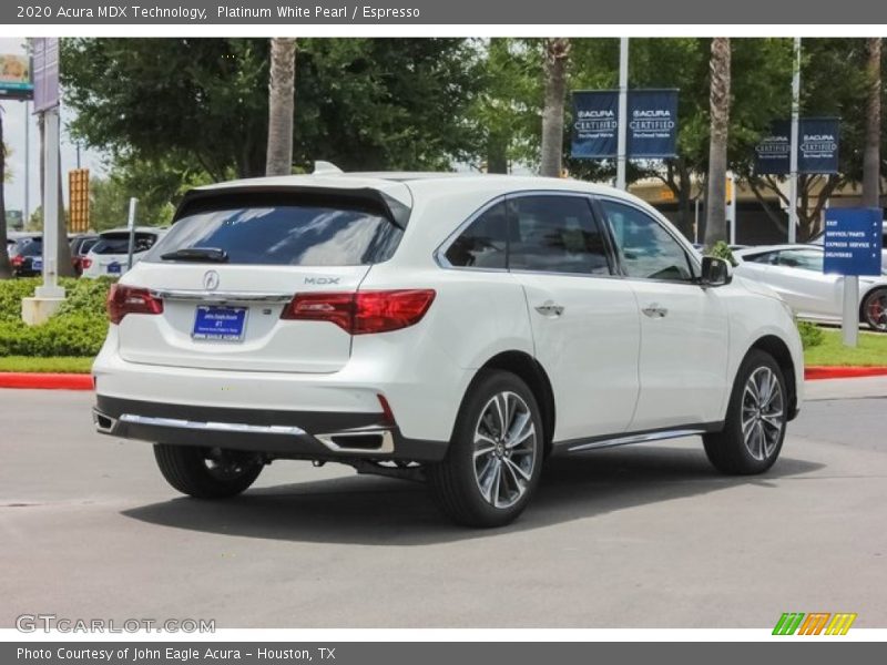 Platinum White Pearl / Espresso 2020 Acura MDX Technology