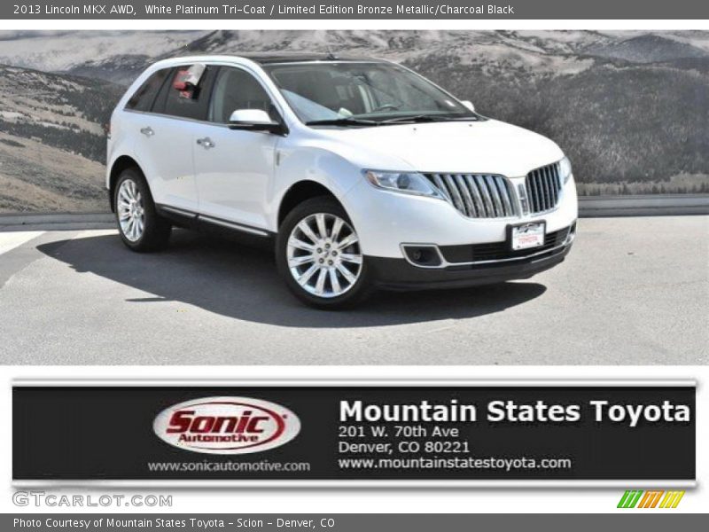 White Platinum Tri-Coat / Limited Edition Bronze Metallic/Charcoal Black 2013 Lincoln MKX AWD