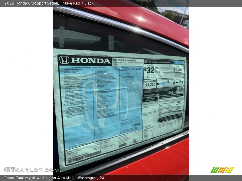 Rallye Red / Black 2019 Honda Civic Sport Sedan