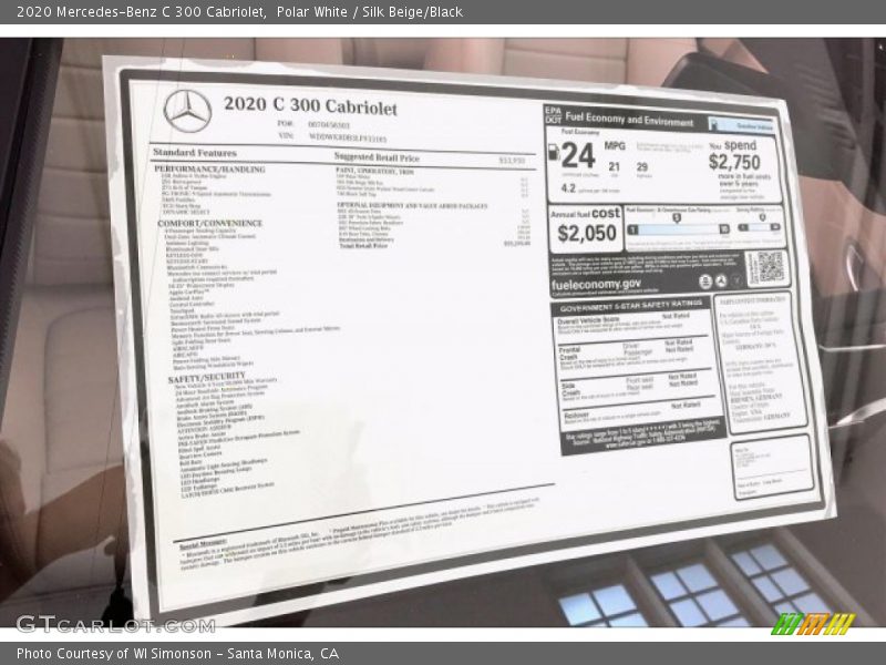  2020 C 300 Cabriolet Window Sticker