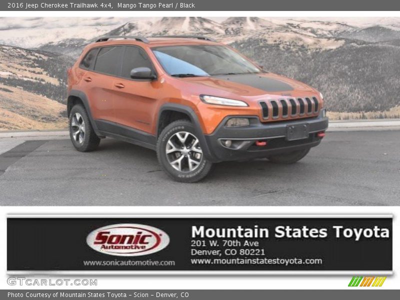 Mango Tango Pearl / Black 2016 Jeep Cherokee Trailhawk 4x4