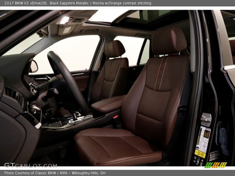 Black Sapphire Metallic / Mocha w/Orange contrast stitching 2017 BMW X3 xDrive28i