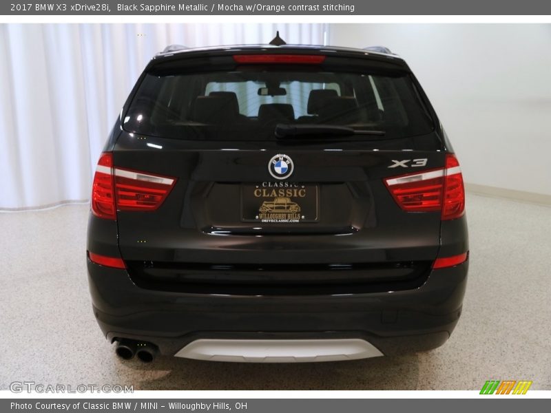 Black Sapphire Metallic / Mocha w/Orange contrast stitching 2017 BMW X3 xDrive28i
