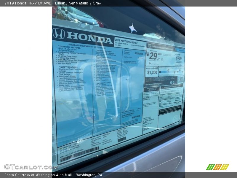 Lunar Silver Metallic / Gray 2019 Honda HR-V LX AWD