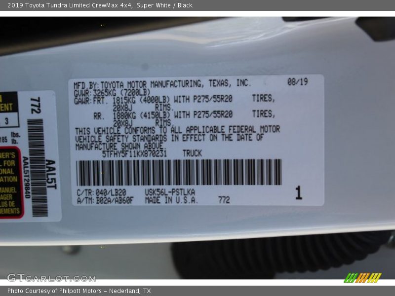 Super White / Black 2019 Toyota Tundra Limited CrewMax 4x4