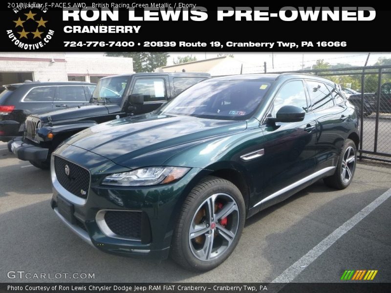 British Racing Green Metallic / Ebony 2018 Jaguar F-PACE S AWD