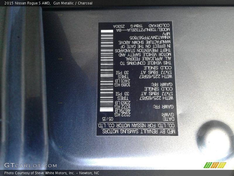 Gun Metallic / Charcoal 2015 Nissan Rogue S AWD