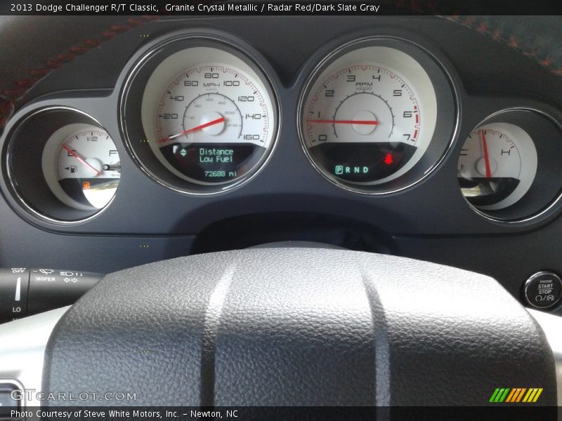 Granite Crystal Metallic / Radar Red/Dark Slate Gray 2013 Dodge Challenger R/T Classic