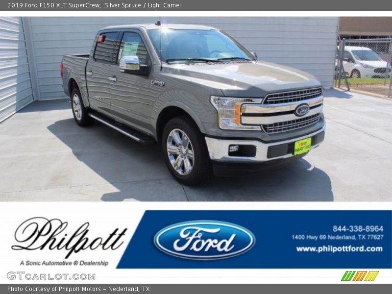 Silver Spruce / Light Camel 2019 Ford F150 XLT SuperCrew