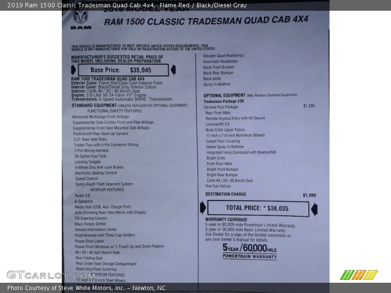 Flame Red / Black/Diesel Gray 2019 Ram 1500 Classic Tradesman Quad Cab 4x4