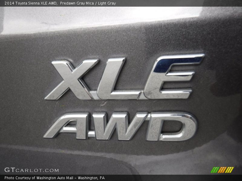 Predawn Gray Mica / Light Gray 2014 Toyota Sienna XLE AWD