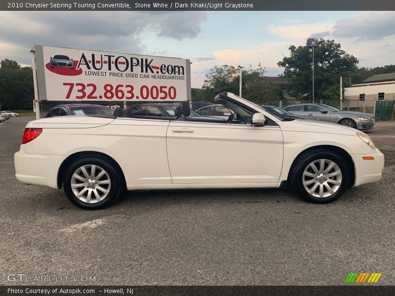 Stone White / Dark Khaki/Light Graystone 2010 Chrysler Sebring Touring Convertible