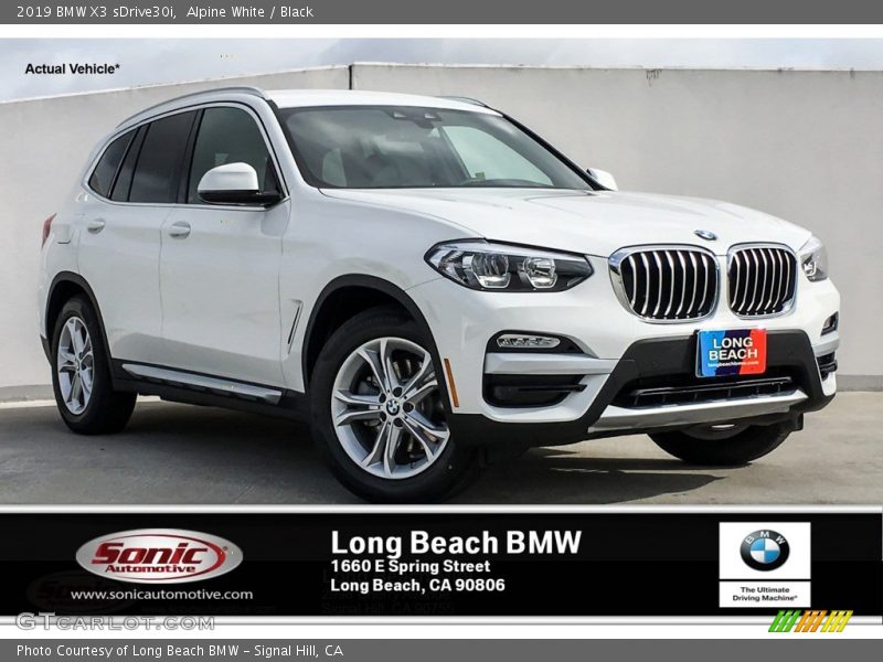 Alpine White / Black 2019 BMW X3 sDrive30i