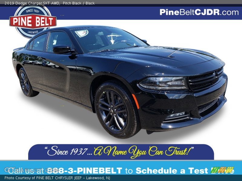 Pitch Black / Black 2019 Dodge Charger SXT AWD