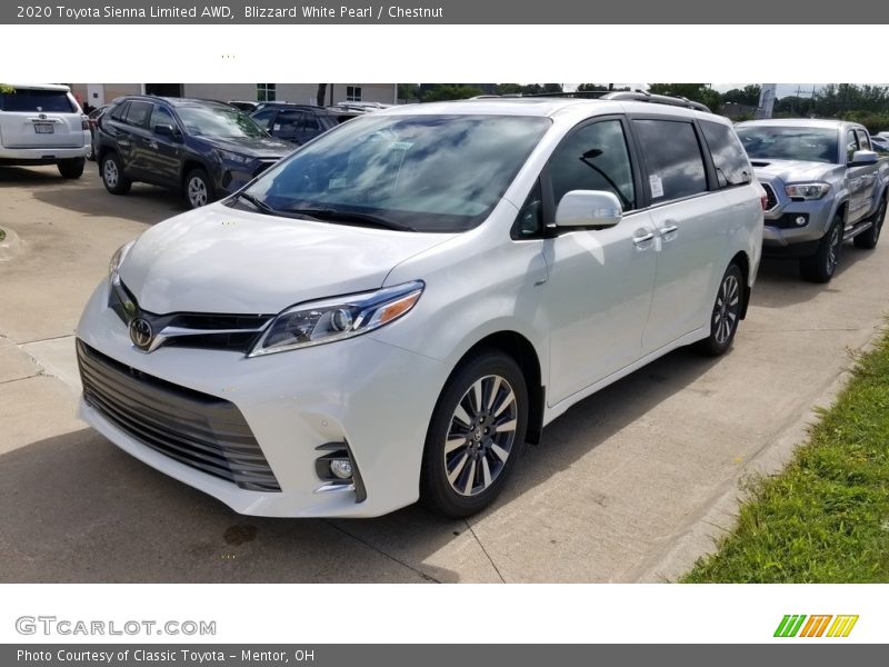 Blizzard White Pearl / Chestnut 2020 Toyota Sienna Limited AWD