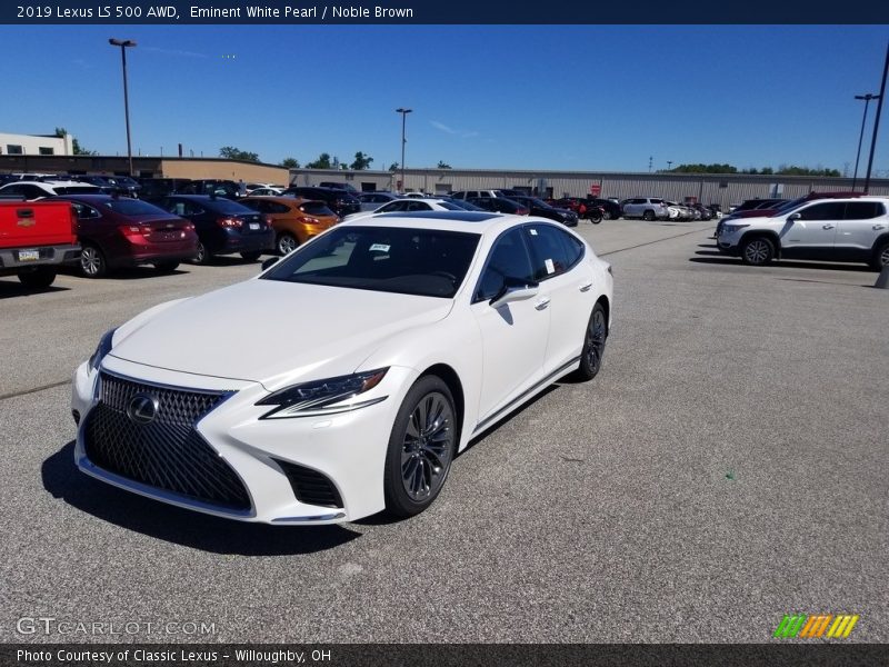 Eminent White Pearl / Noble Brown 2019 Lexus LS 500 AWD