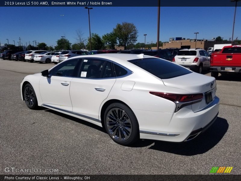 Eminent White Pearl / Noble Brown 2019 Lexus LS 500 AWD