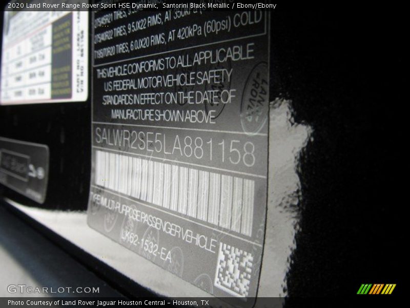 Santorini Black Metallic / Ebony/Ebony 2020 Land Rover Range Rover Sport HSE Dynamic