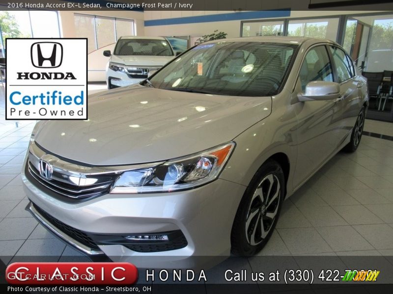 Champagne Frost Pearl / Ivory 2016 Honda Accord EX-L Sedan