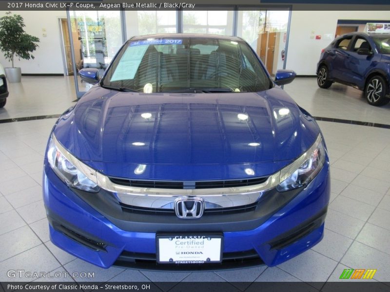 Aegean Blue Metallic / Black/Gray 2017 Honda Civic LX-P Coupe