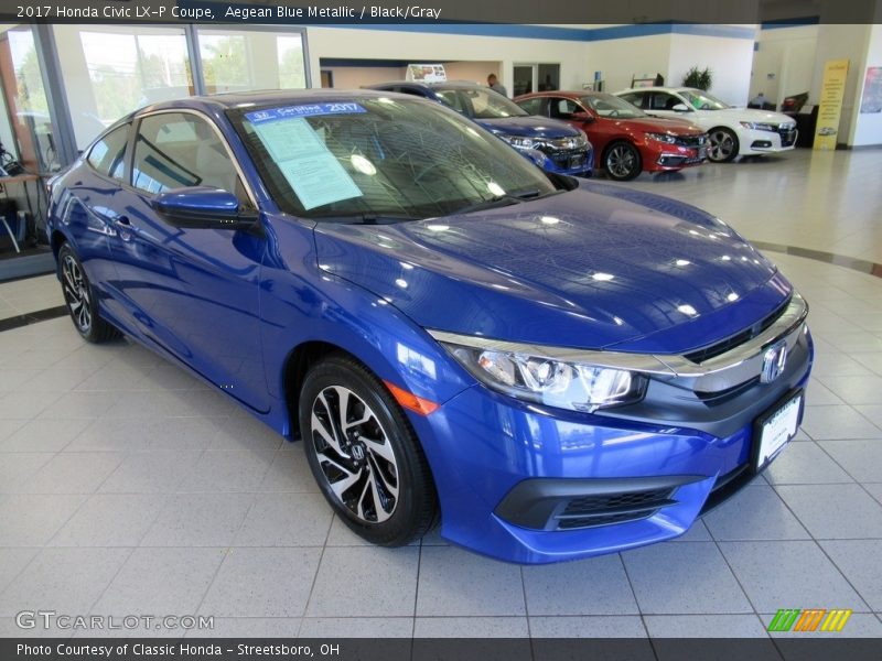 Aegean Blue Metallic / Black/Gray 2017 Honda Civic LX-P Coupe