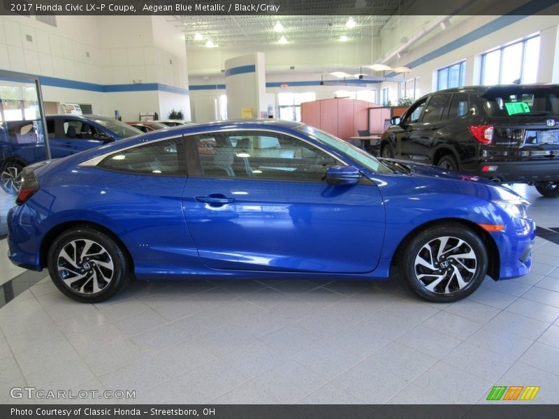 Aegean Blue Metallic / Black/Gray 2017 Honda Civic LX-P Coupe