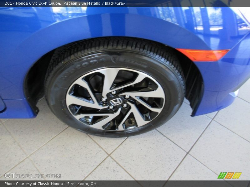 Aegean Blue Metallic / Black/Gray 2017 Honda Civic LX-P Coupe