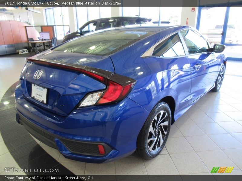 Aegean Blue Metallic / Black/Gray 2017 Honda Civic LX-P Coupe