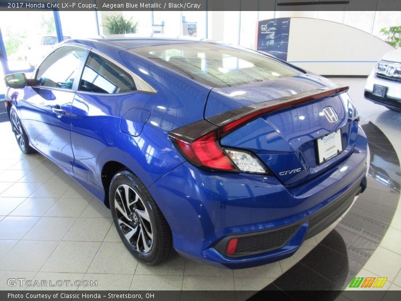 Aegean Blue Metallic / Black/Gray 2017 Honda Civic LX-P Coupe