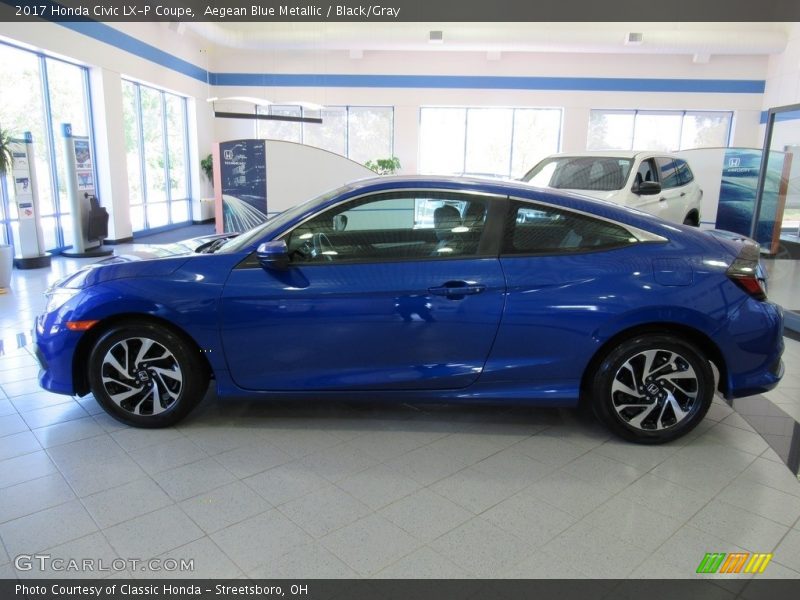 Aegean Blue Metallic / Black/Gray 2017 Honda Civic LX-P Coupe